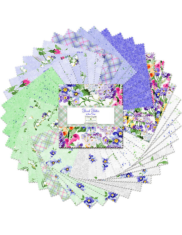 Floral Flutter || 5" Karat Crystals (Charm Pack) 42 pre-cut squares