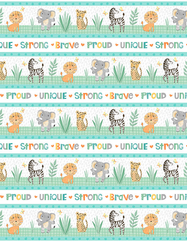 Safari Snuggles Baby Quilt Fabric || Repeating Stripe Multi