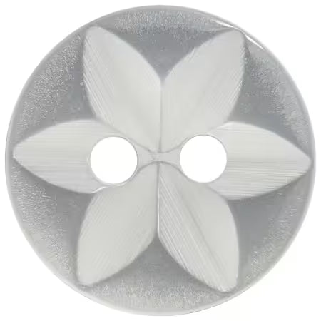 Basic Star Round Button 14mm White 8pc