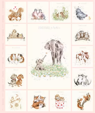 Together is Better || Pale Pink Elephant Panel (36")