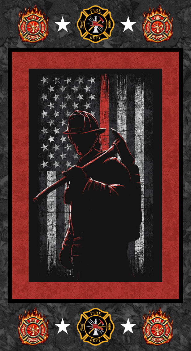 Firefighter || Hero Silhouette || Red 24" x 43" Panel