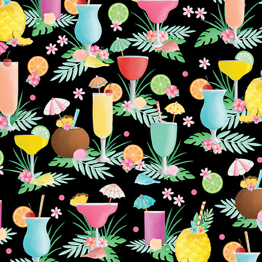 Flamingal Pals Tropical Drinks Black