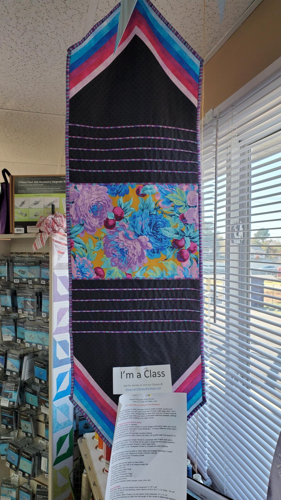 Serger Pintucked Table Runner Class Sample