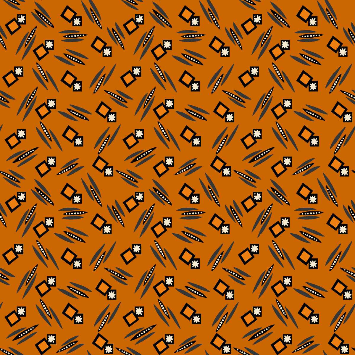 Mr Moon || Squares & Stars Geo || Orange