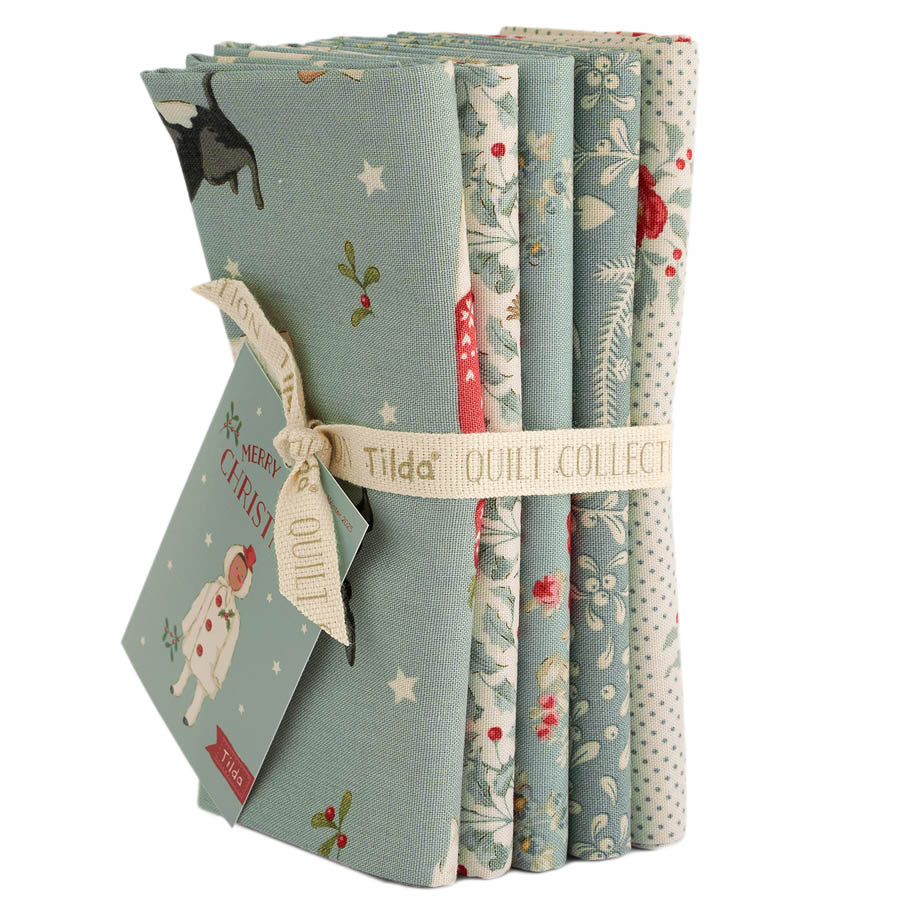 Merry Little Christmas || Fat Quarter Bundle 5pc || Duck Egg