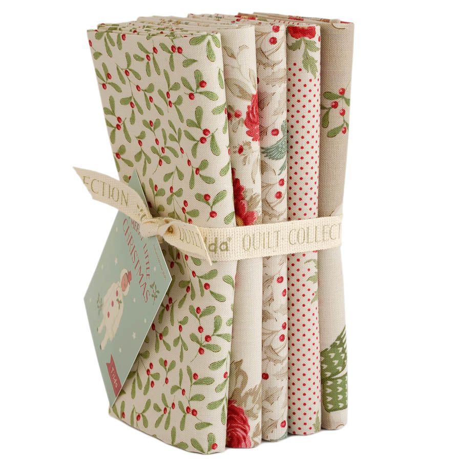 Merry Little Christmas || Fat Quarter Bundle 5pc || Cream