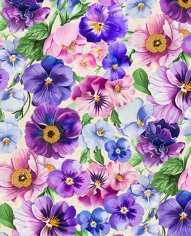 Pansy Fields || Packed Florals || Cream