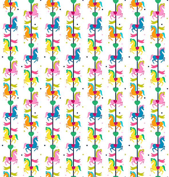 Circus Spectacular || Carousel Horses Stripe || White
