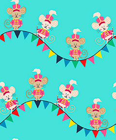 Circus Spectacular || Mice on Bunting || Turquoise
