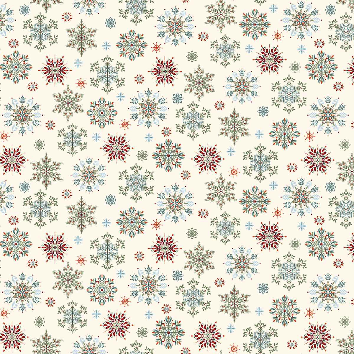 Nordic Holiday Village || Snowflakes || Cream Multi