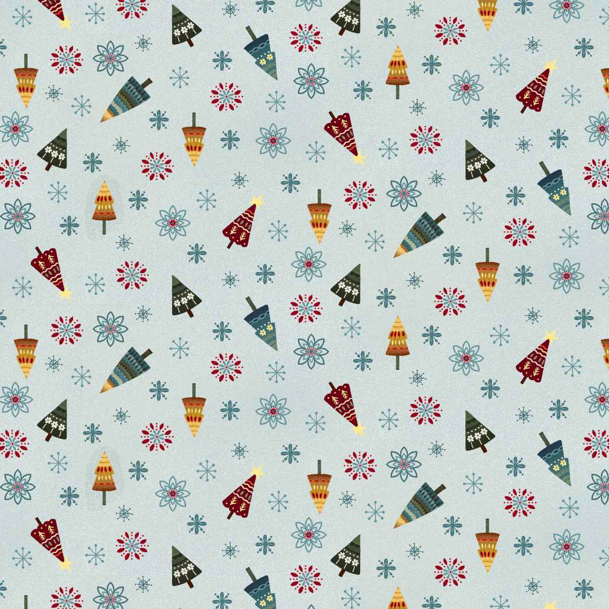 Nordic Holiday Village || Tossed Trees || Ice Blue Multi