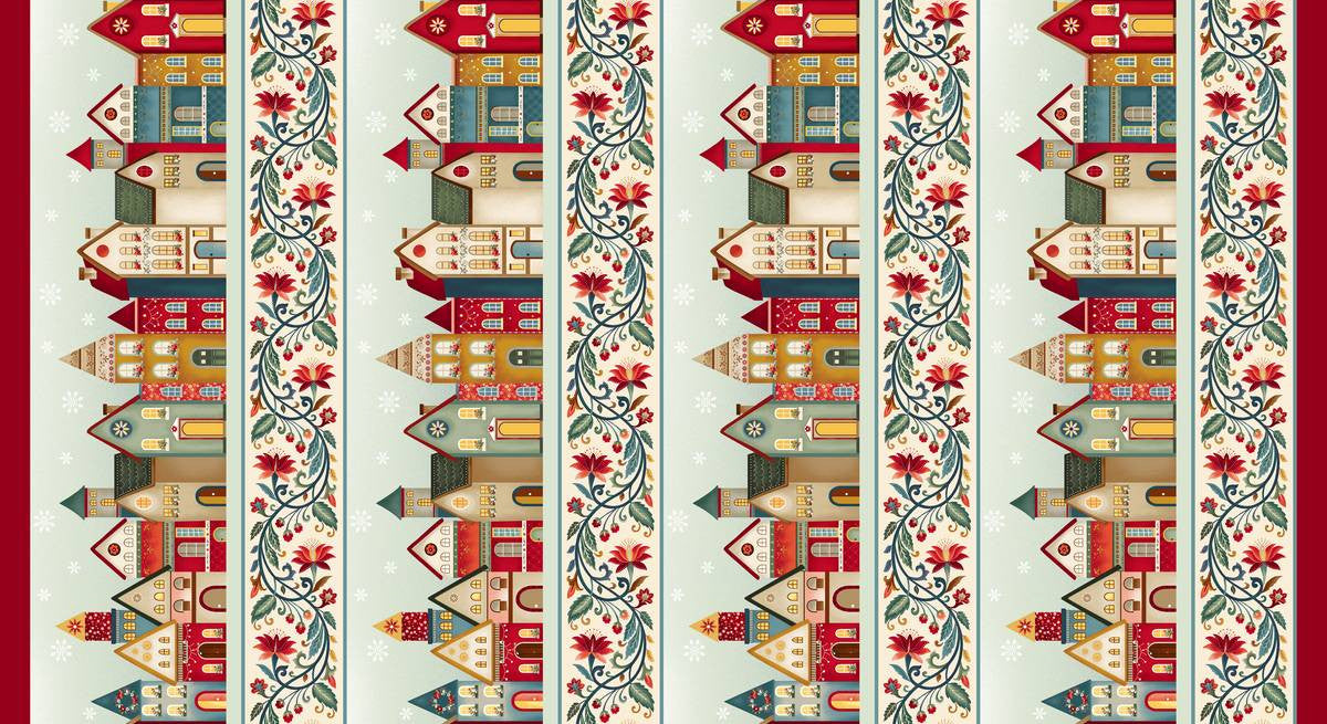 Nordic Holiday Village || Border Stripe || Cream Multi