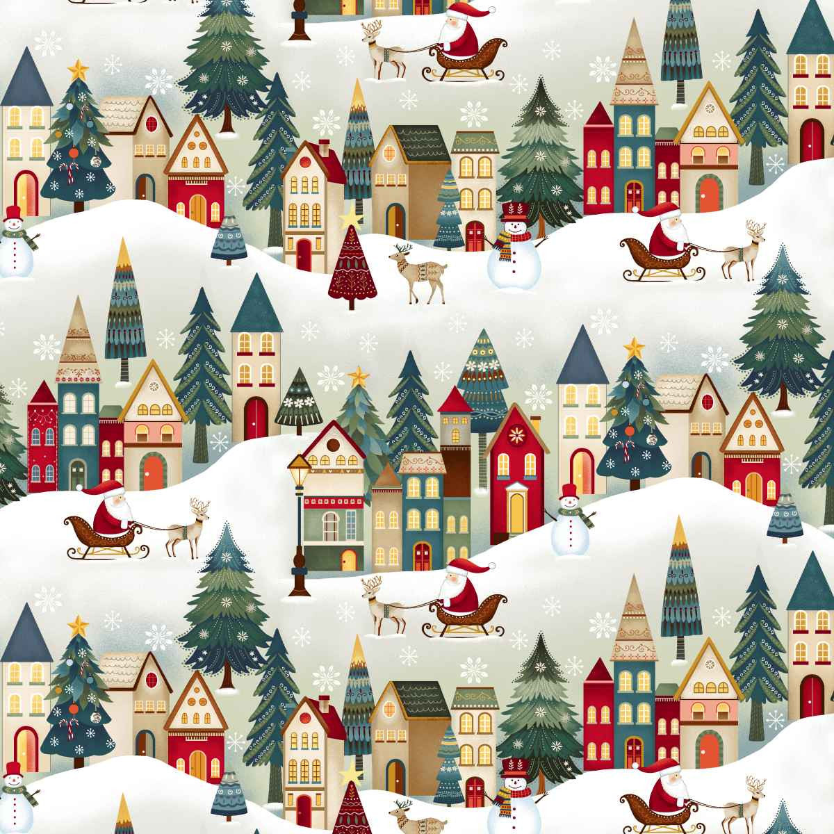 Nordic Holiday Village || Santa Scene || Cream Multi