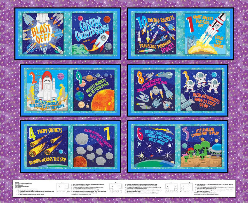 Cosmic Countdown || 36" x 44" Book Panel || Purple
