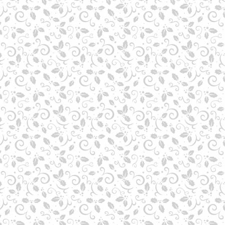 White On White Holly & Scrolls