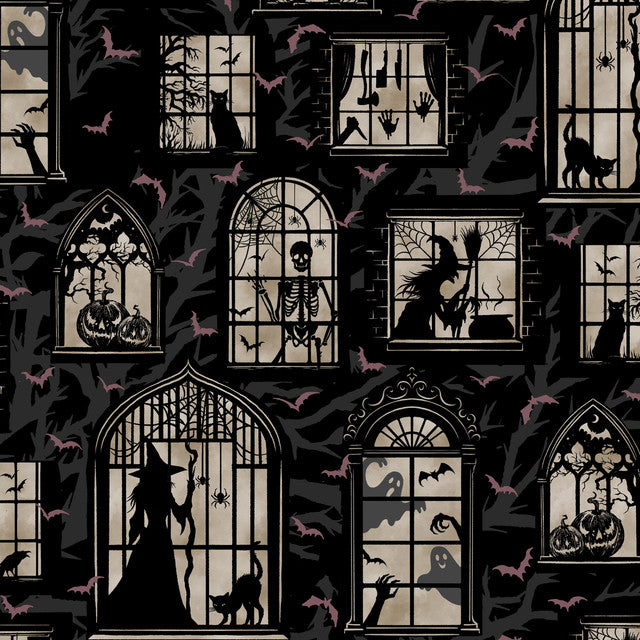 Darkly Enchanted || Mansion Windows with Spooky Silhouettes || Black