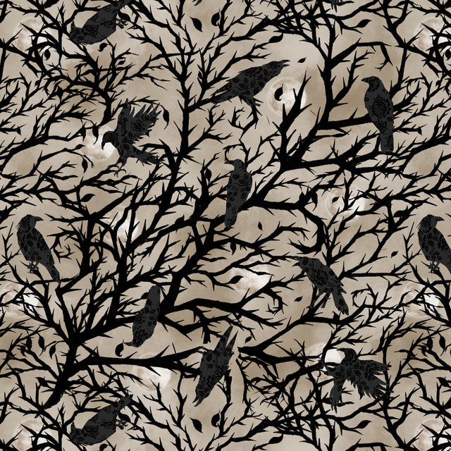 Darkly Enchanted || Crows in Tree Silhouette || Taupe