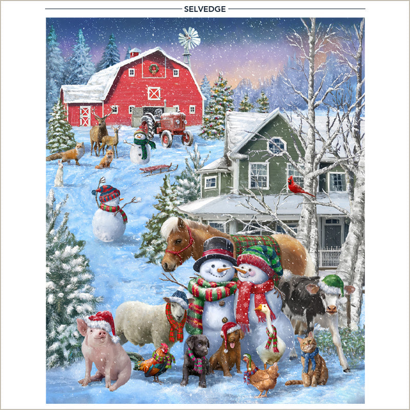 Winter Wonder Snow Friends 35.5in x 43 Icy Blue Puff Panel by Windham Fabrics