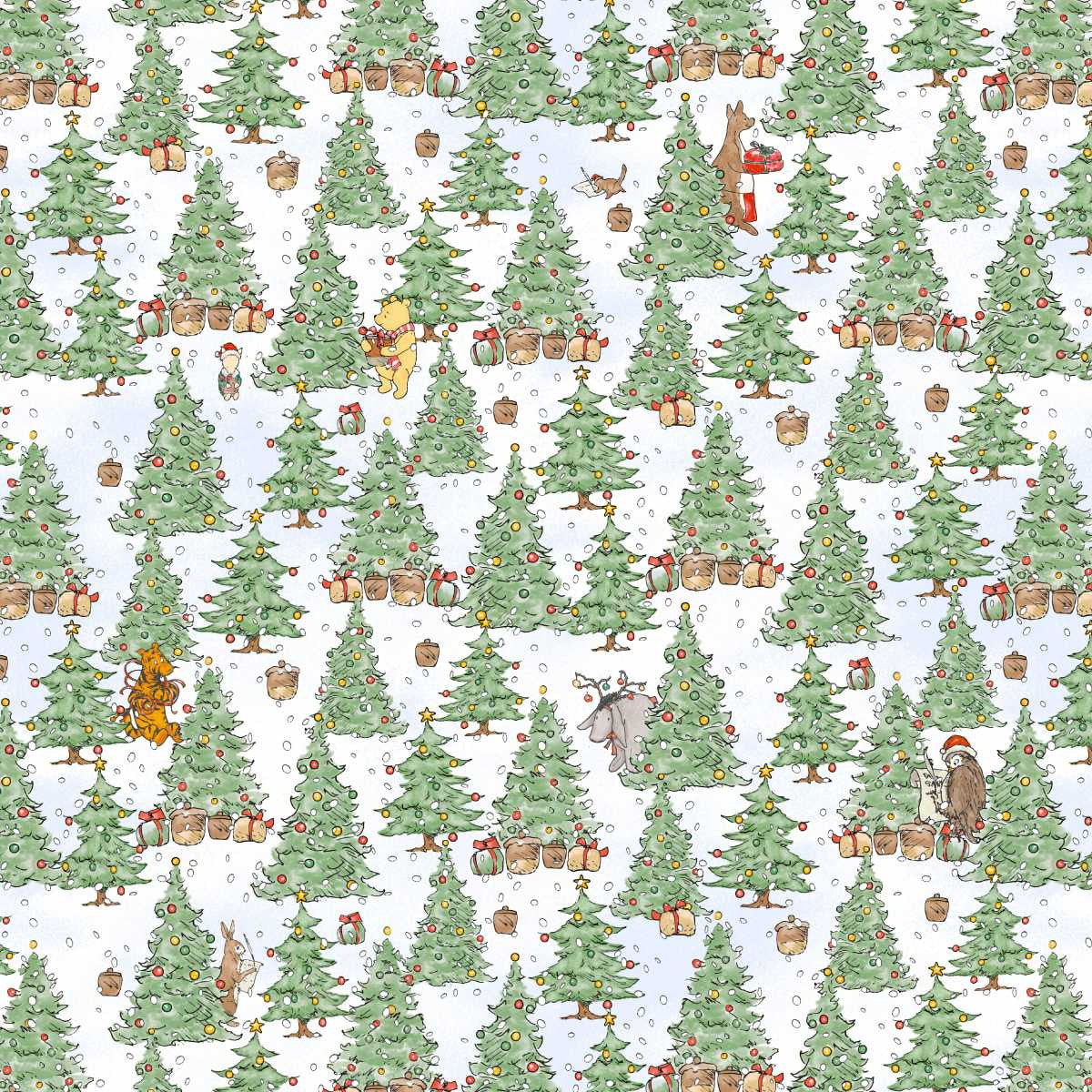 Christmas at Pooh Corner Minky || Christmas Trees || Green/Snow