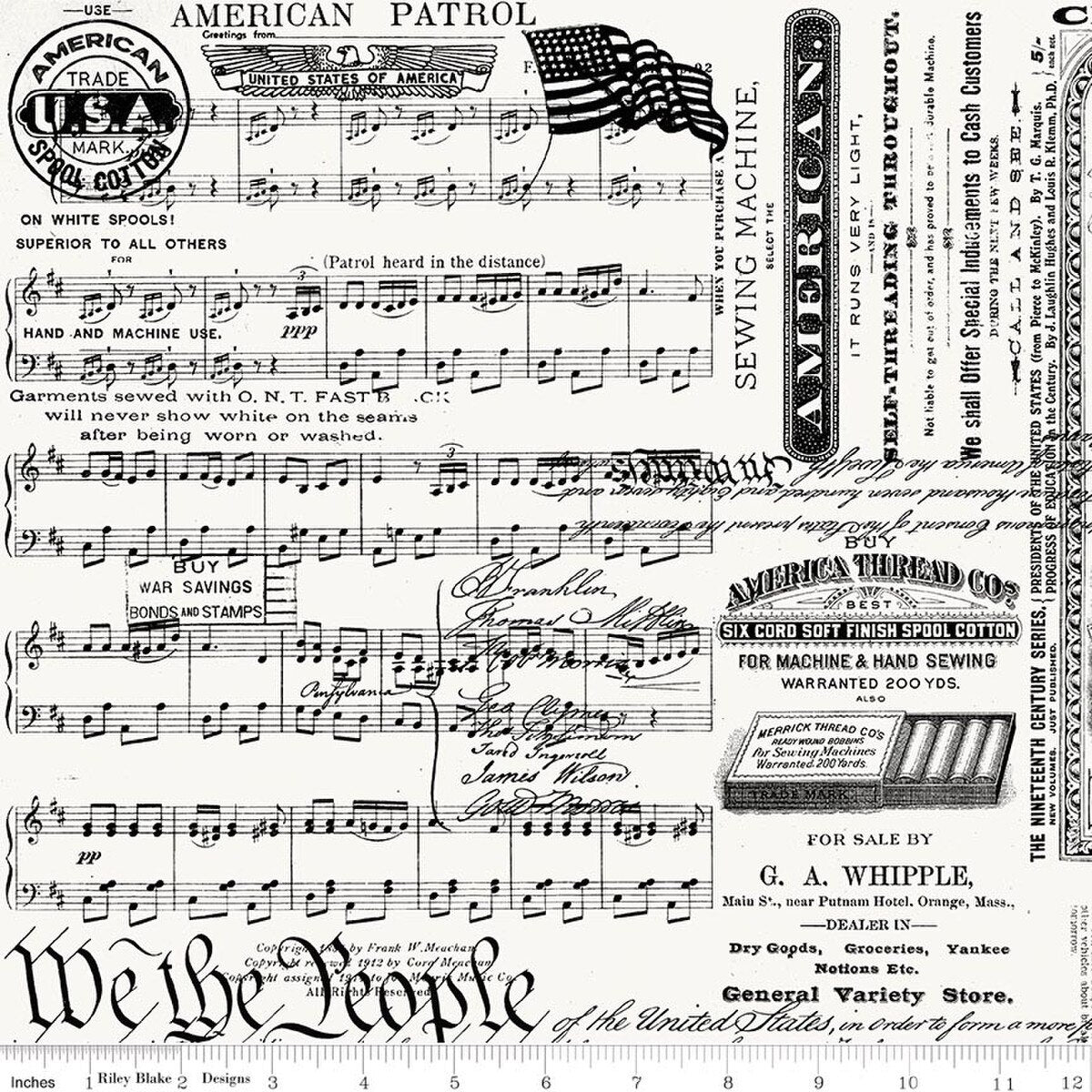 Sew America || Patriotic Text || Off White