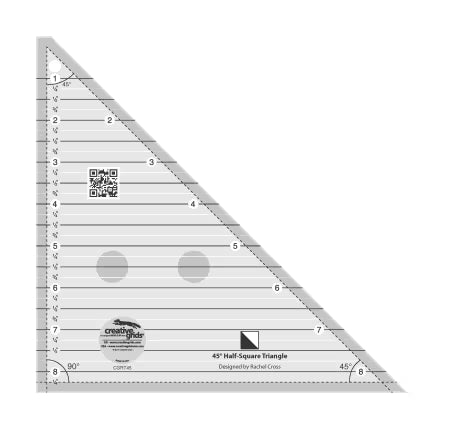 Creative Grids Quilt Ruler 45 Degree Half-Square 8-1/2in Triangle