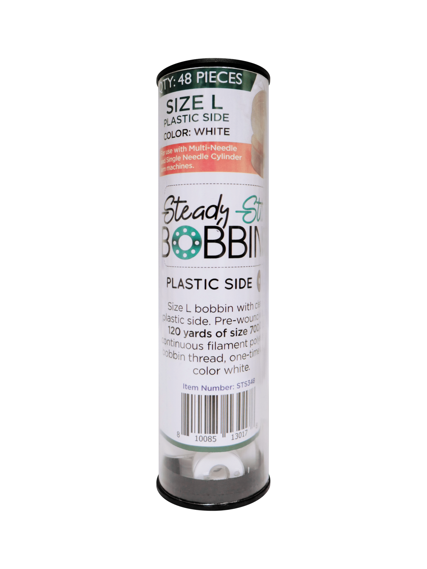 Steady Stitch || Plastic Sides || Style L || Polyester Prewound Bobbins (48/tube)