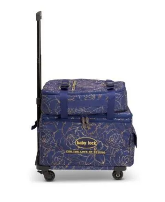 Baby Lock Large Machine Trolley Set Limited Edition Blue Trolley With Gold Rose Pattern