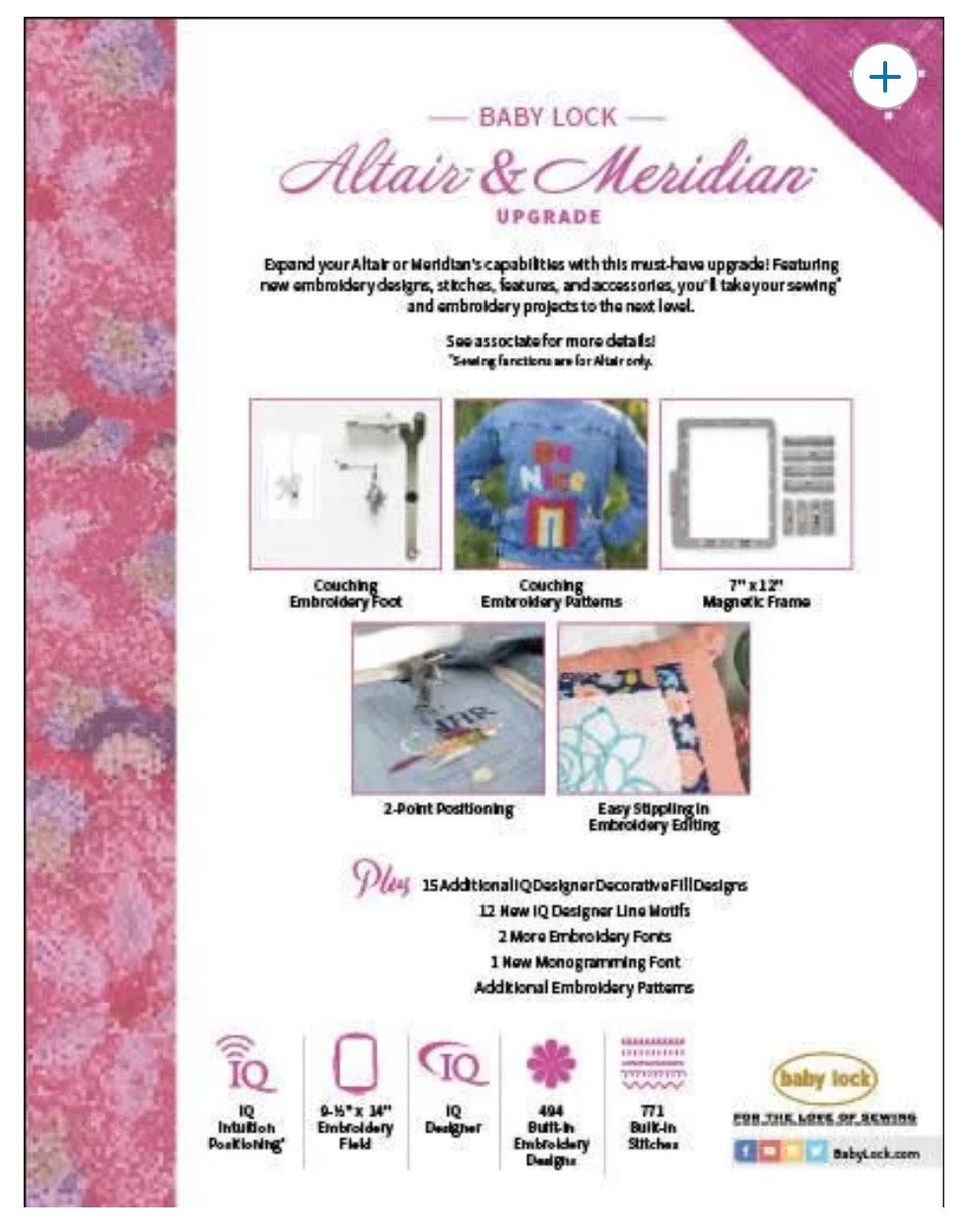 Baby Lock Altair And Meridian Embroidery And Sewing Upgrade