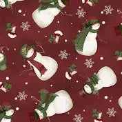 Woodland Snowmen Tossed Snowmen Red