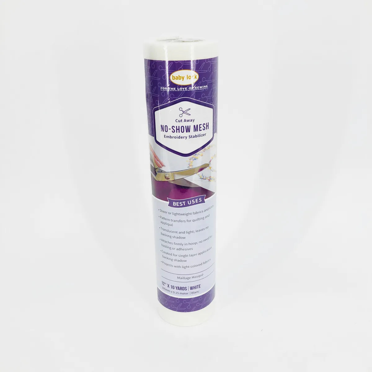 Babylock No Show Mesh Cut-Away White 12" x 10 Yards