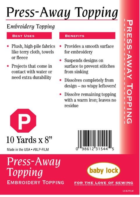 Babylock Press-Away Topping For Towels or Fleece 8" x 10 Yards BLP-FILM