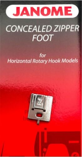Janome Concealed Zipper Foot for Horizontal Rotary Hook Models 200333001