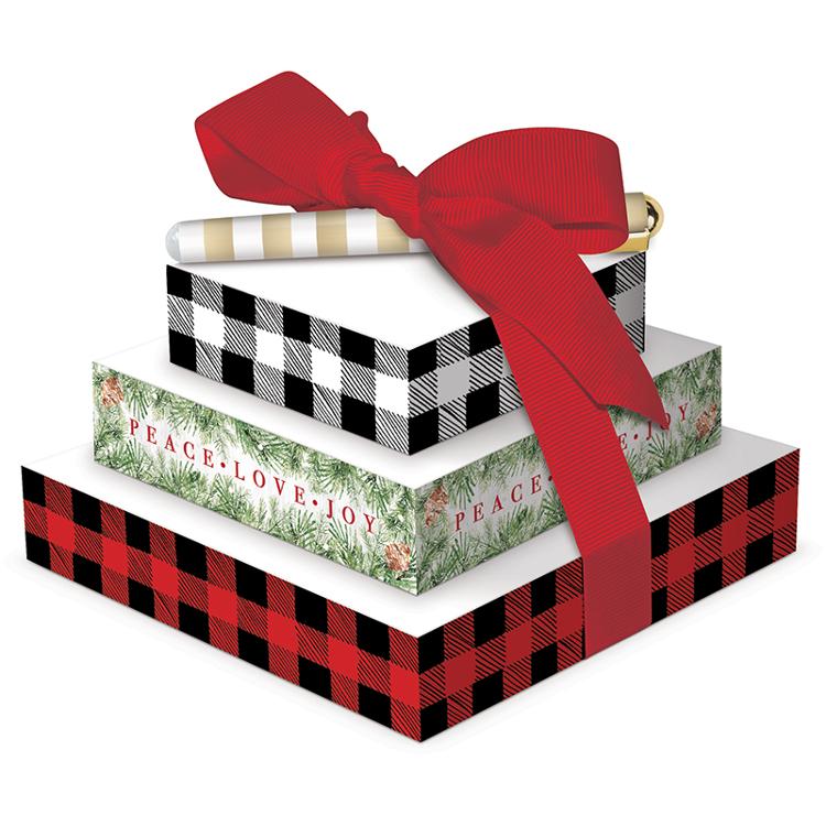 Tower of Note w/Pen Plaid Sprig 50256