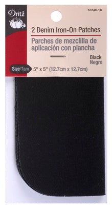 Denim Iron-On Patches Black