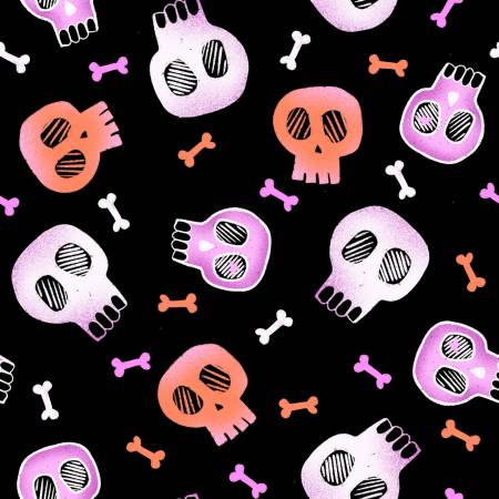 Ghostly Greetings Black Skulls