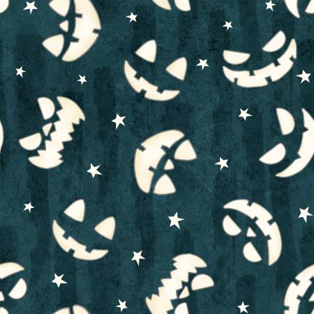 Ghosts in the Graveyard Dark Gray Jack-o-Lantern Faces Glow
