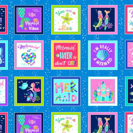 Mystical Mermaids Blue Mermaid Boxes 24" x 44" Panel