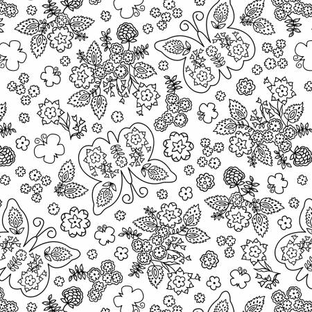 Shadow Blooms White Butterflies & Floral