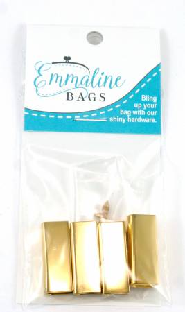 Strap End Caps Rectangle (1in wide) Gold 4 Pack