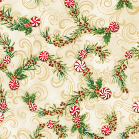 Peppermint Candies Vanilla Quilting Cotton Christmas