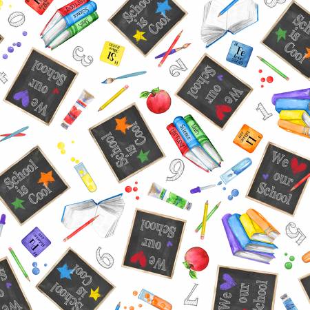 School is Cool White Chalkboard Allover