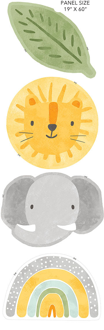 Sunny Safari 19" x 60" Pillow Panel Min White Multi