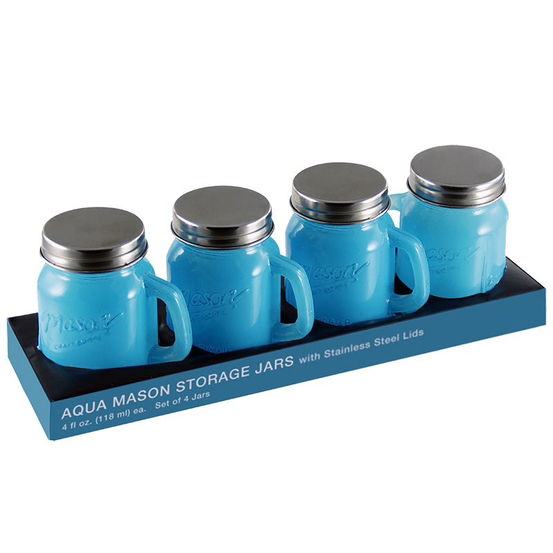 Aqua Mason Storage Jars