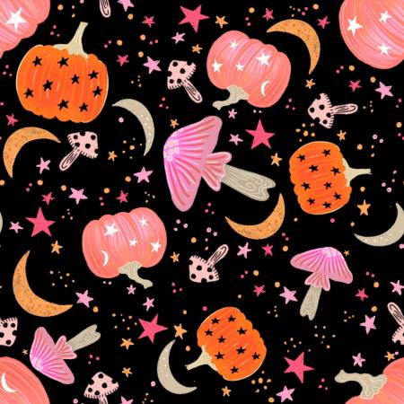 Ghostly Greetings Black Pumpkins & Mushrooms