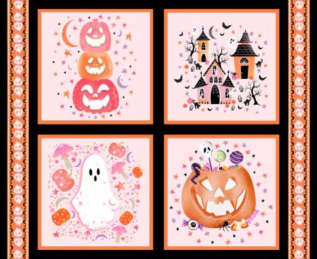Ghostly Greetings Lt. Pink Halloween 36" x 42" Pillow Panel
