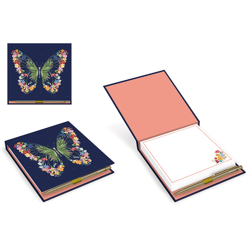Cover Memo Pad w/Pen Butterfly