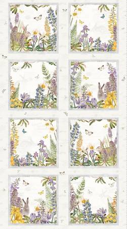 Spring Garden Light Cream Digital 9 1/2" Blocks in 24" Panel