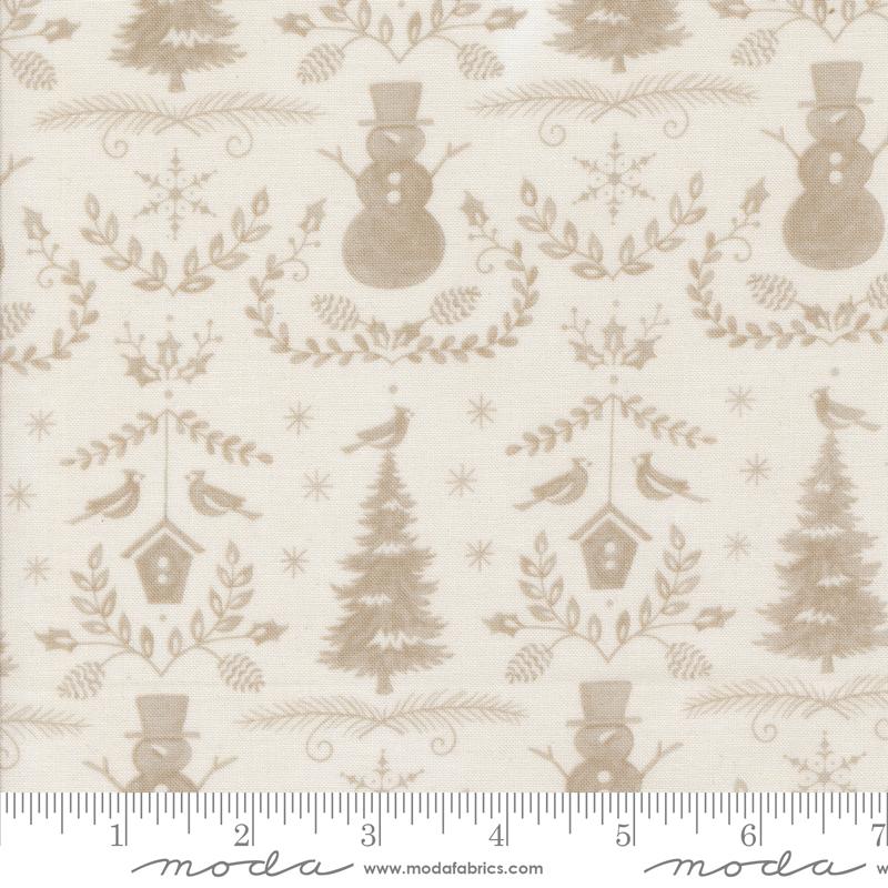 Winter Friends Damask Snowy White