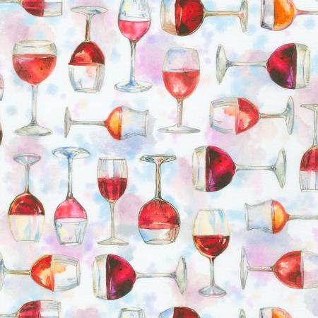 Wine Club Wine Glasses Wine Quilting Cotton