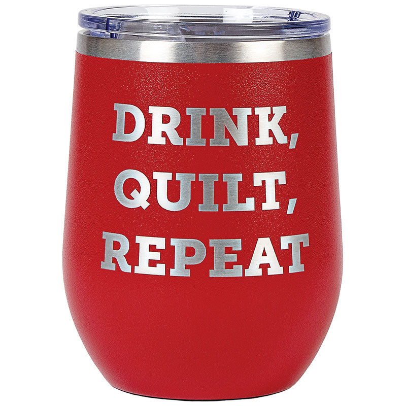 Tumbler Red Drink Quilt Repeat 12 ounce with lid